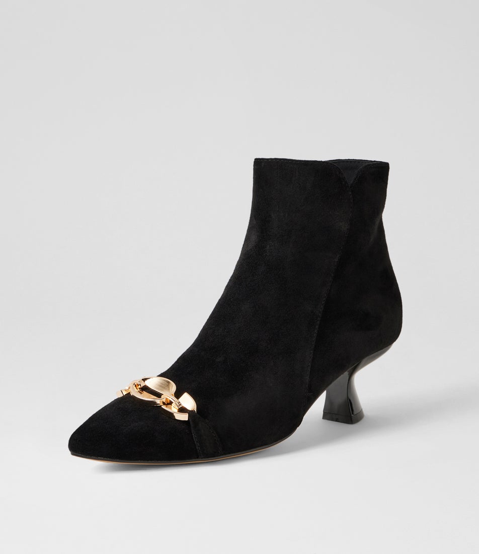 Levera Black Suede Ankle Boots