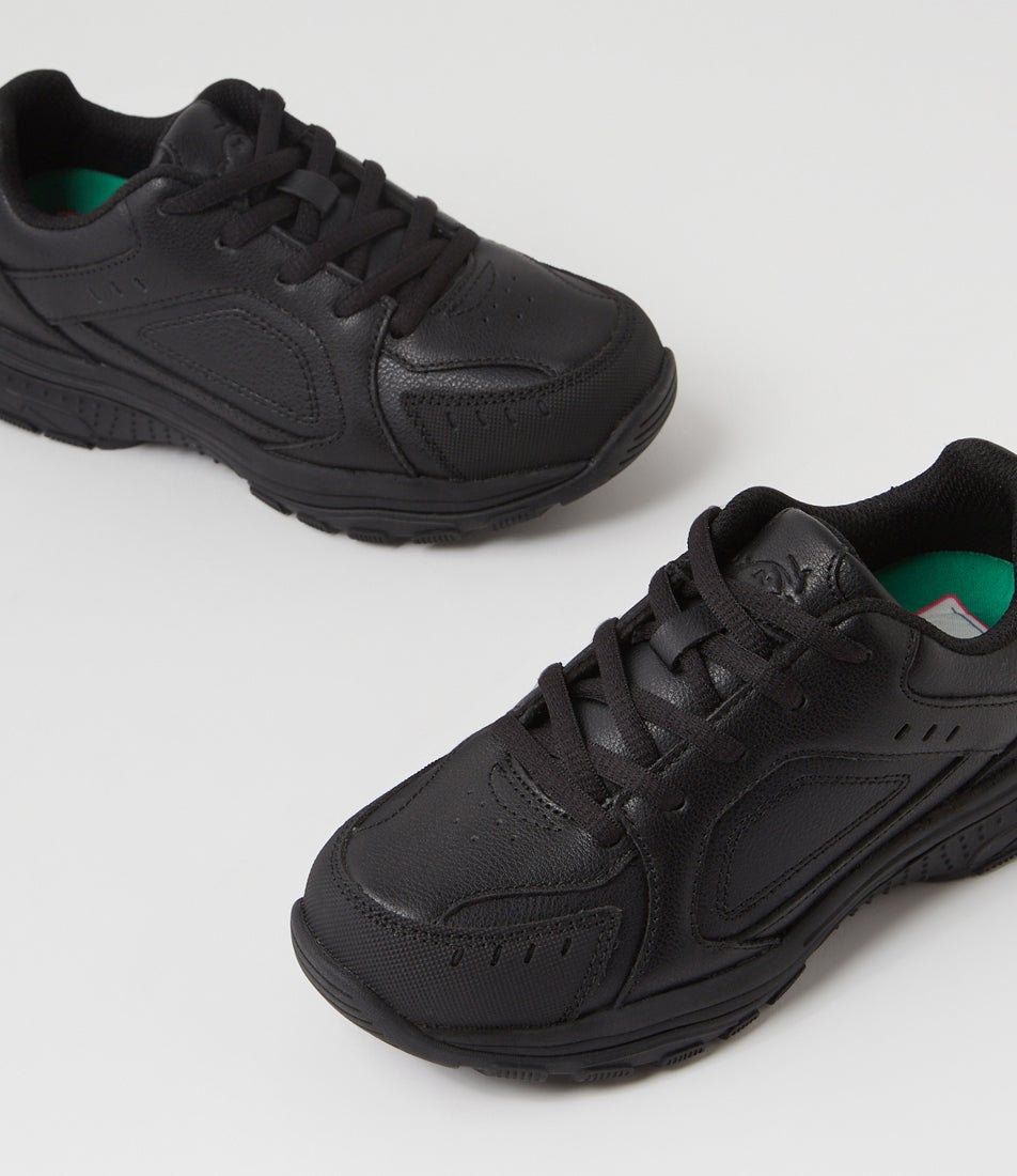 Emit Jnr D Lace Black Leather Sneakers