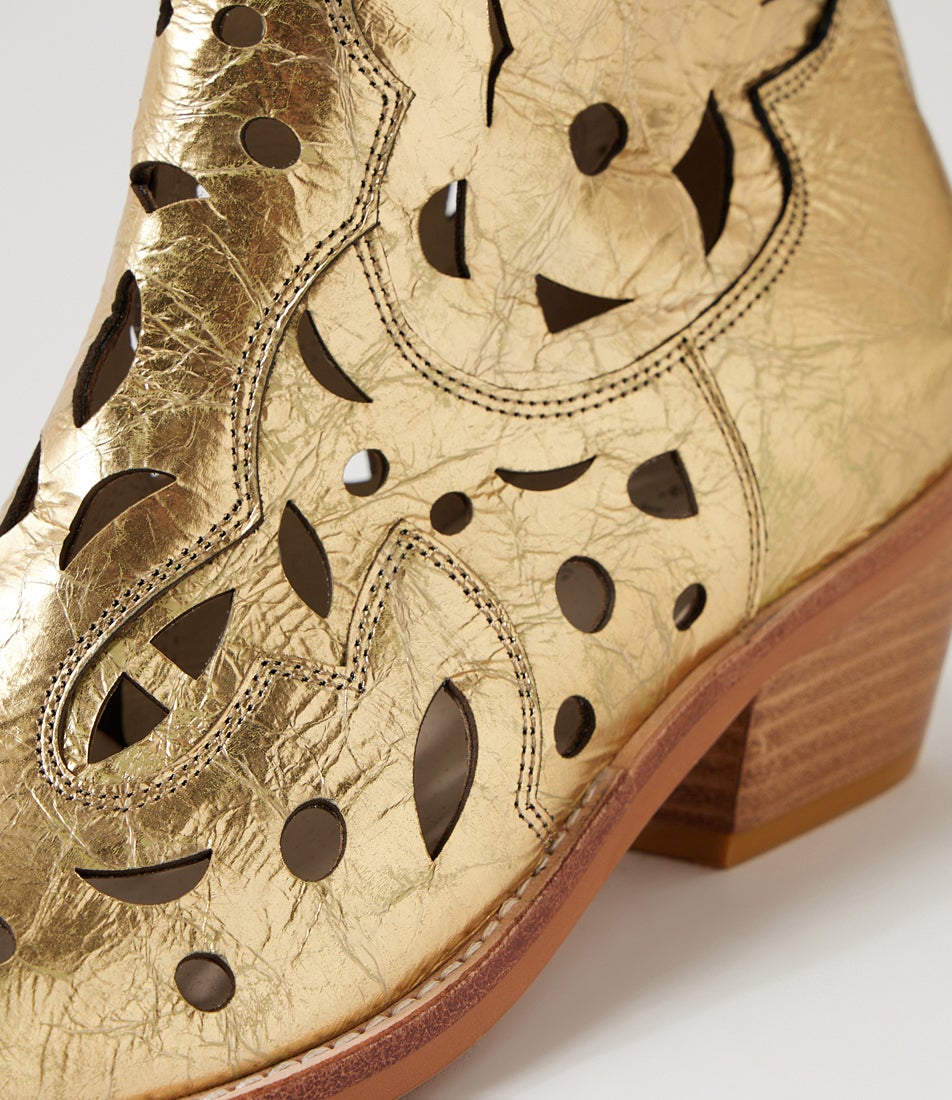 Eelia Gold Foil Leather Ankle Boots