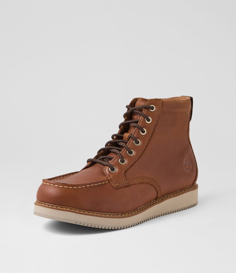 Redwood Edge Medium Brown Leather Lace Up Boots