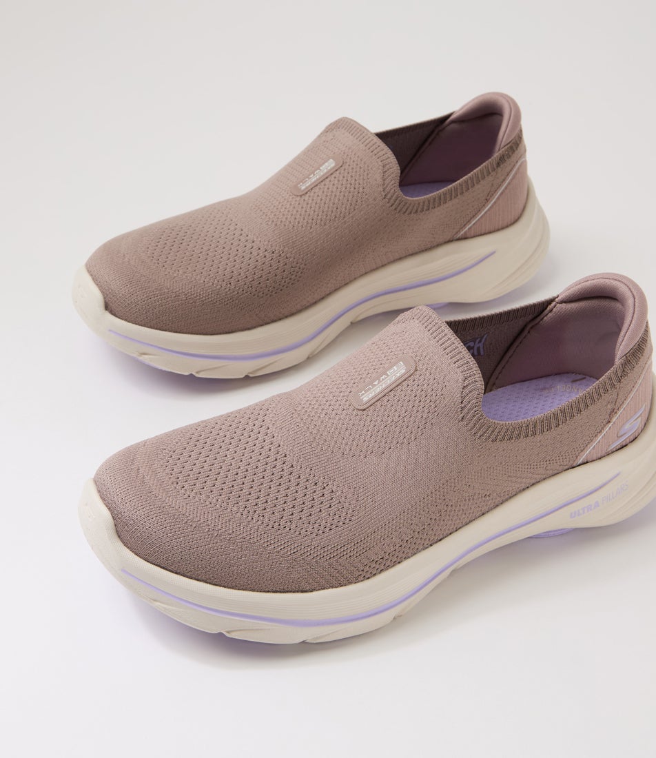 Go Walk 8 Taupe Lavender Fabric Sneakers