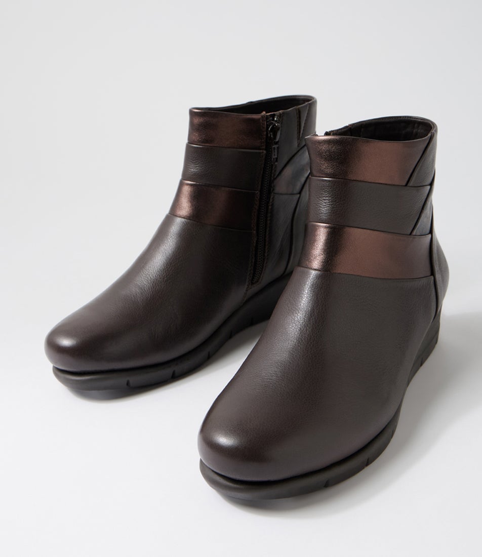 Mirria Dark Brown Multi Ankle Boots
