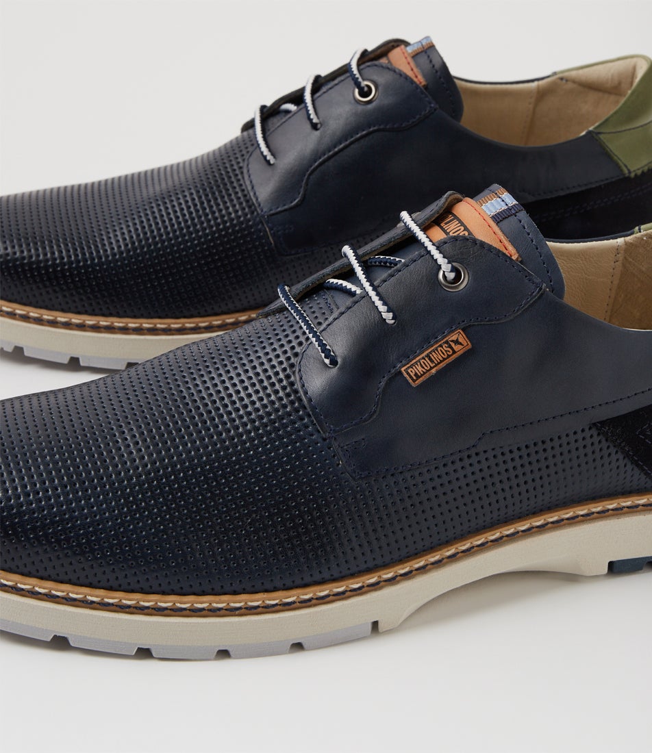 Olvera 22 Blue Leather Lace Up Flats