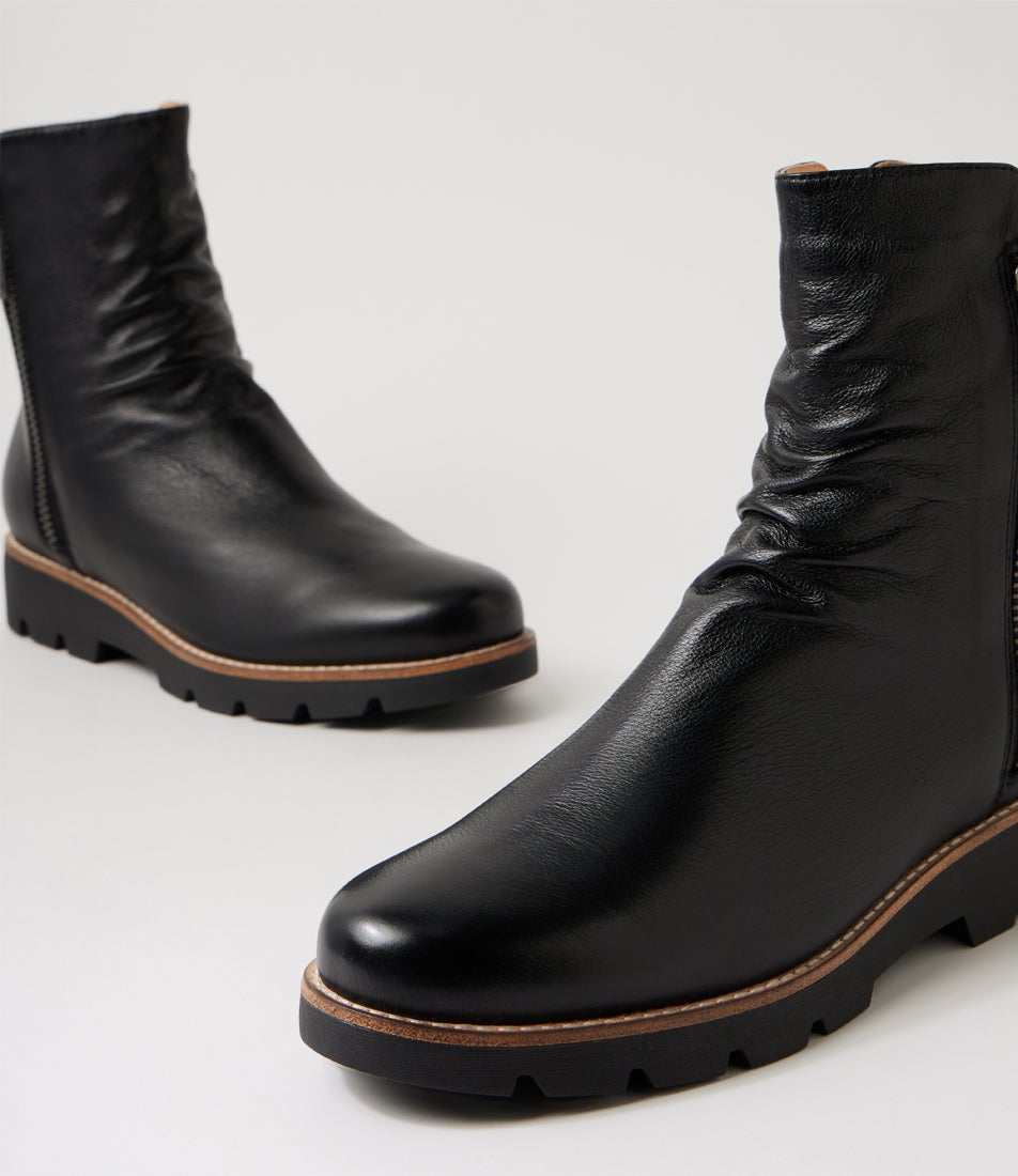 Dixeya Black Leather Ankle Boots Dixeya Black Leather Ankle Boots