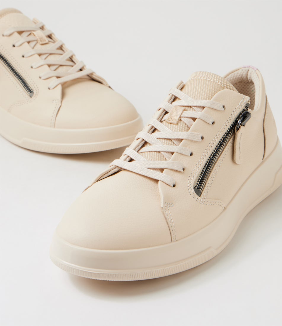 Move Zip W Limestone Blossom Rose Leather Sneakers