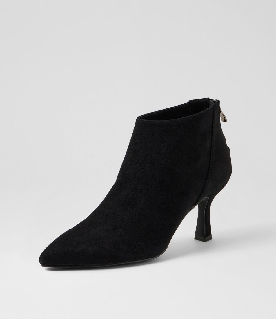 Lara Black Suede Ankle Boots