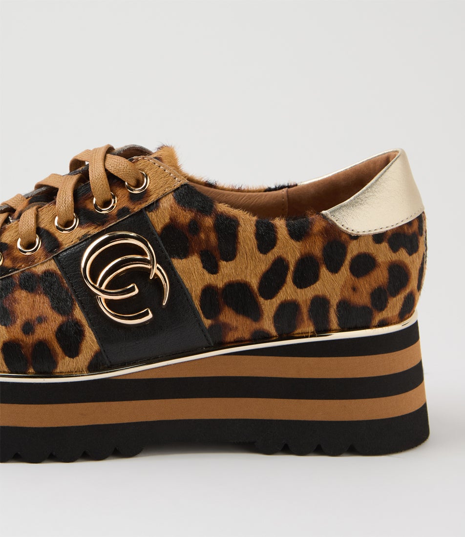 Edgey King Leopard Gold Multi Lace Up Flats