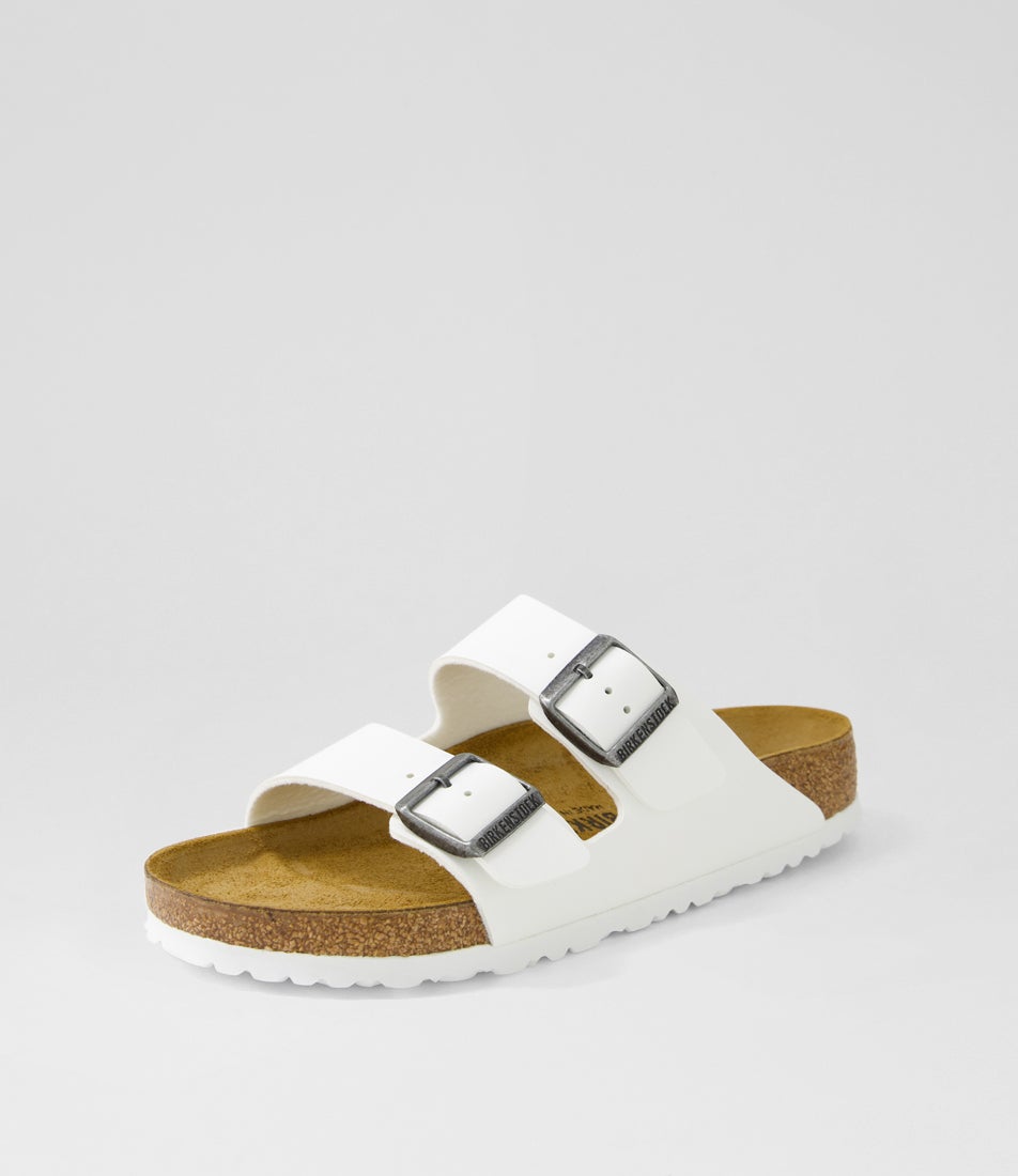 Arizona White Gunmetal Birkoflor Slides