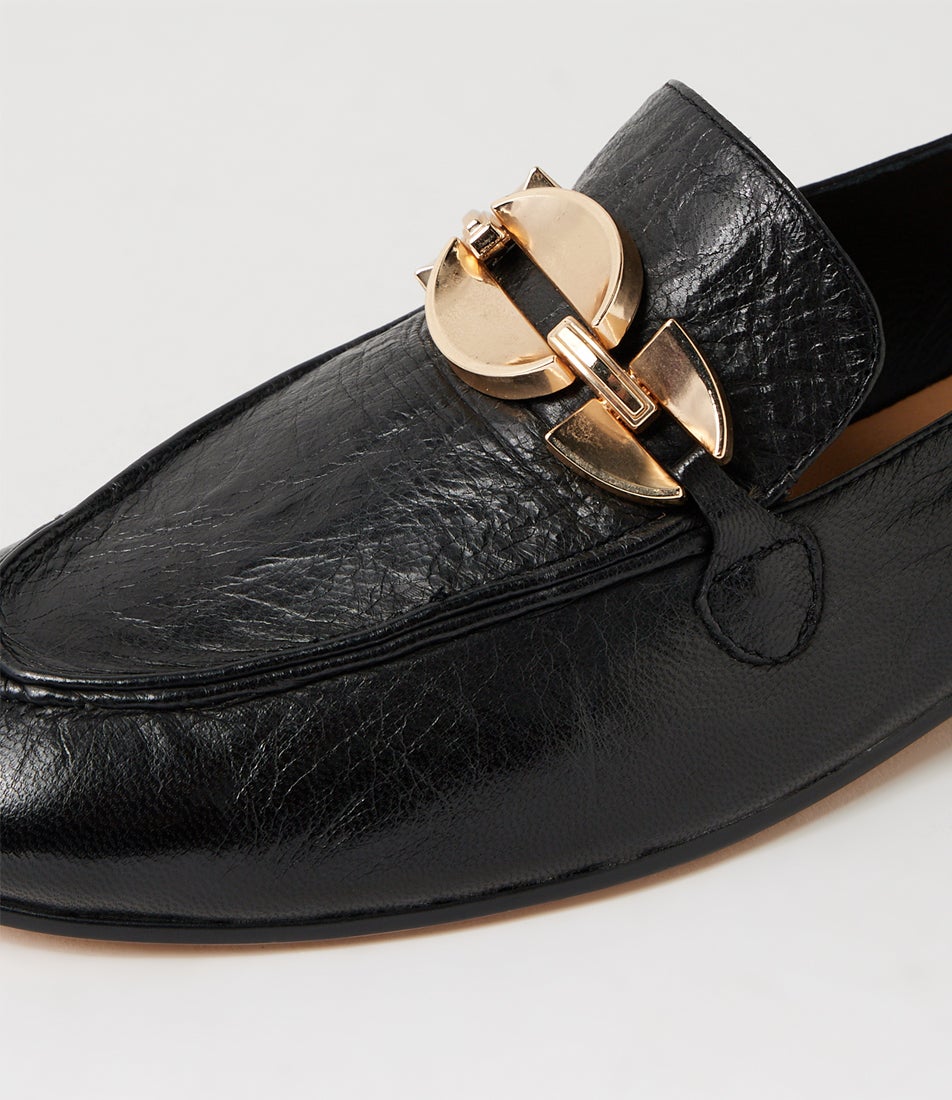 Ilysa Black Polish Leather Loafers