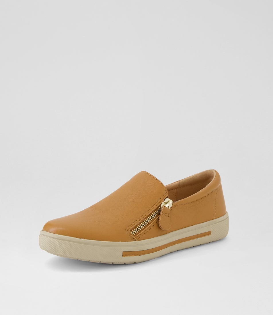 Bellisa Dark Tan Almond Leather Sneakers