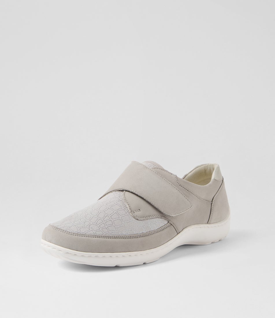 Henni 31 Stein Silber Leather Flat Shoes