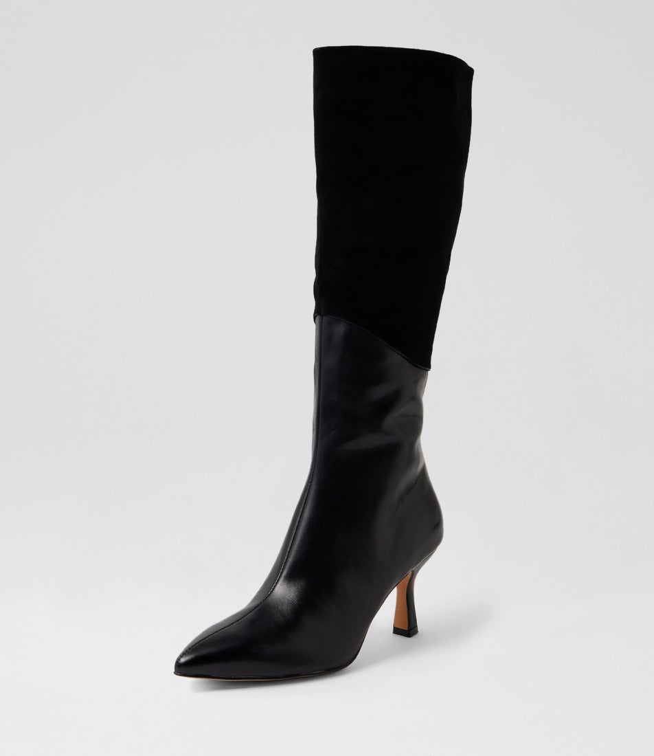Liera Black Leather Knee High Boots