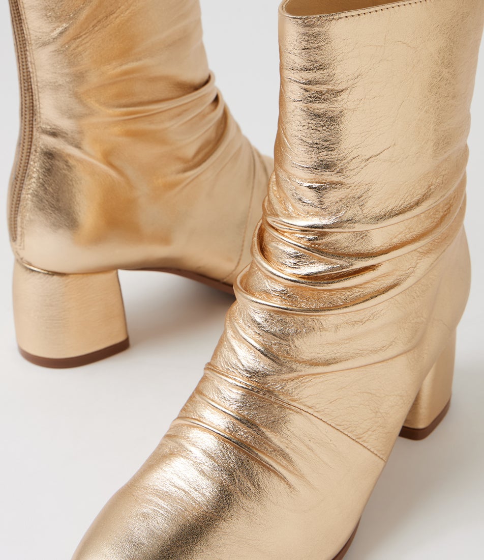 Floridaso Pale Gold Leather Ankle Boots