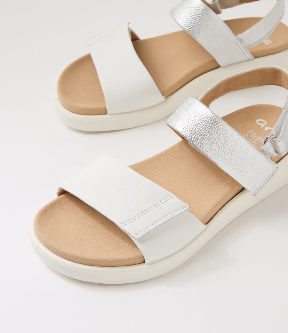 Madeira 01 White Silver Leather Sandals