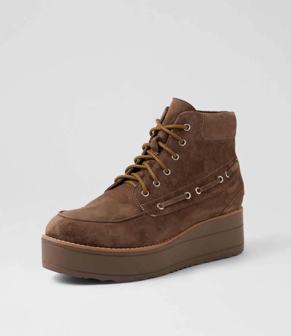 Nevis Hot Choc Suede Lace Up Boots