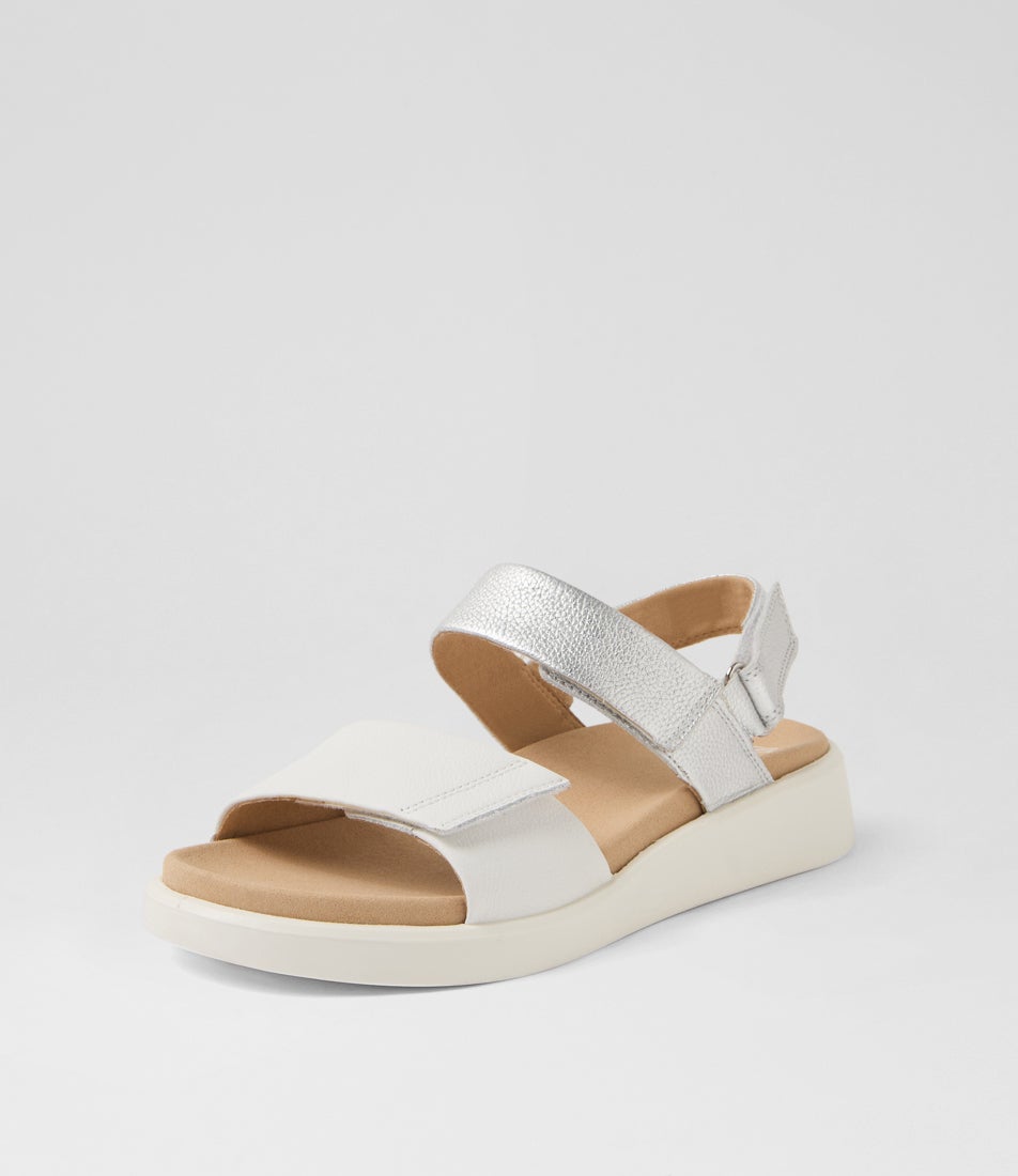 Madeira 01 White Silver Leather Sandals