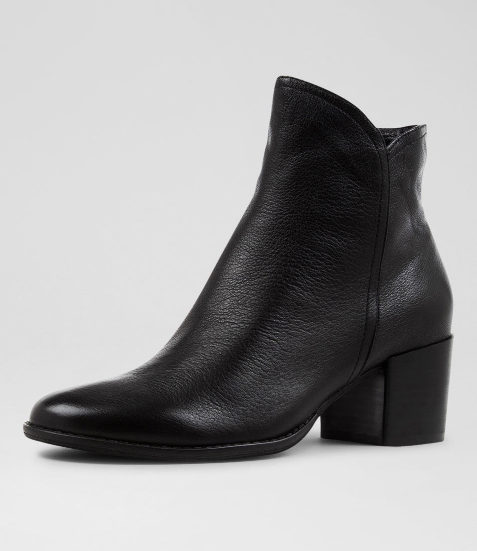 Mocker Black Leather Ankle Boots