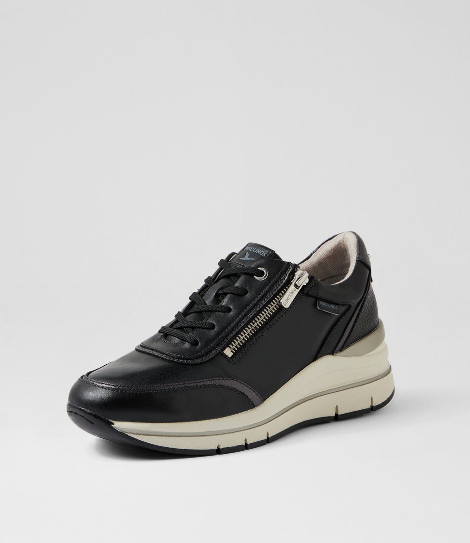 Girona 02 Black Leather Sneakers