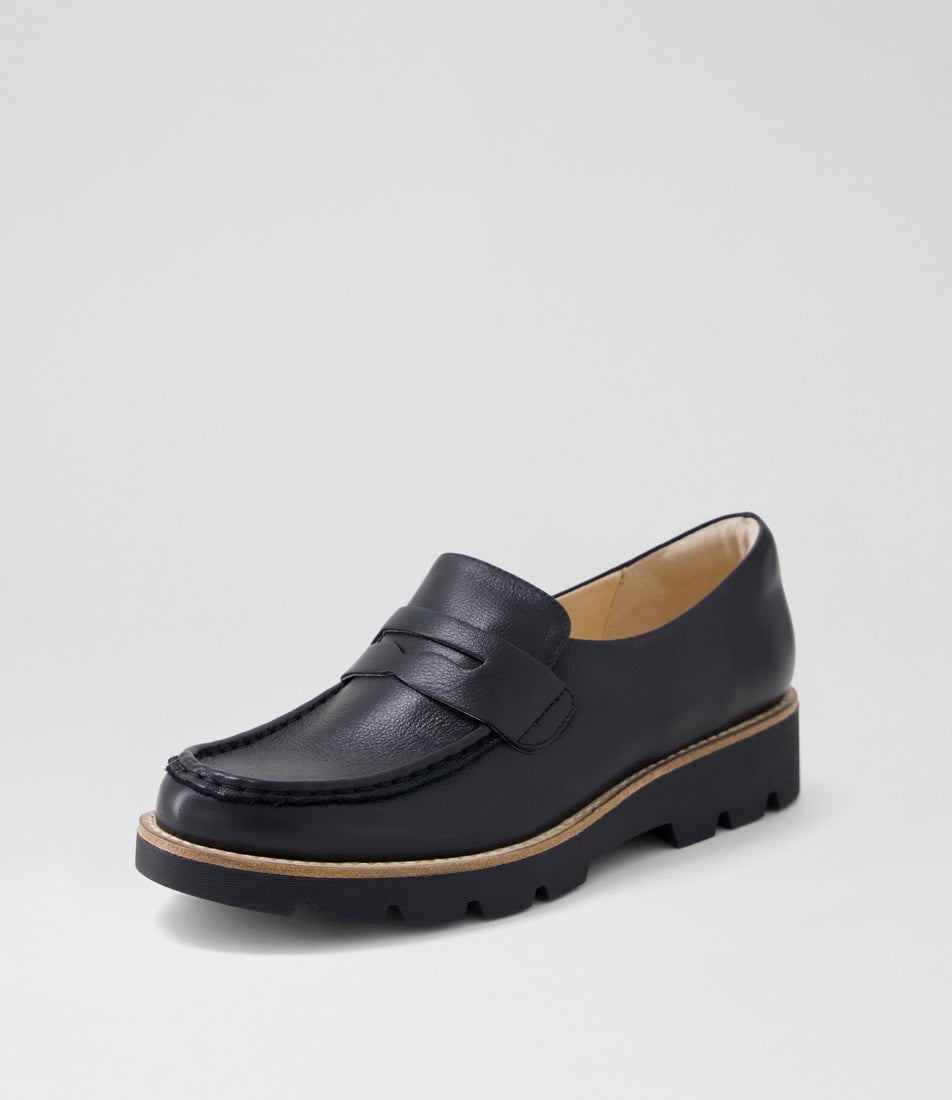 Dorte Black Leather Loafers