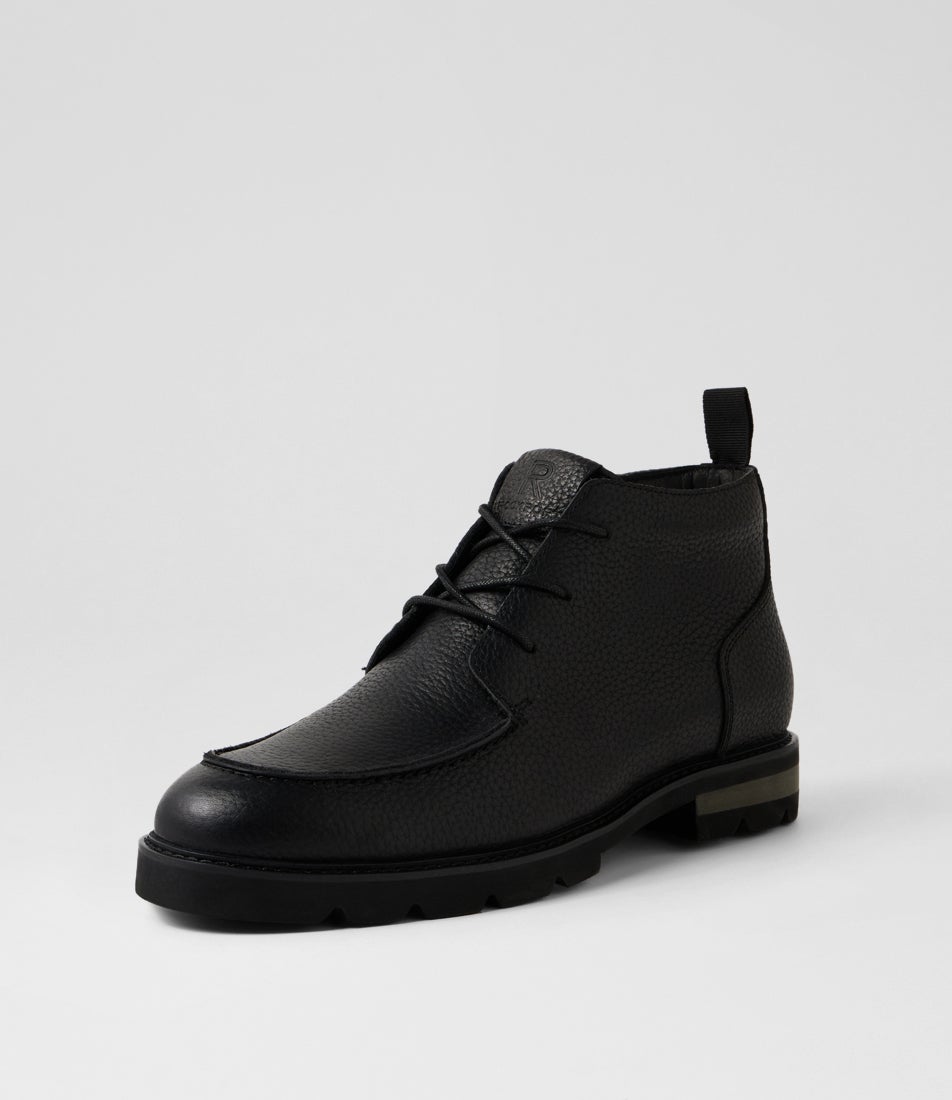 Gretch Black Leather Lace Up Boots