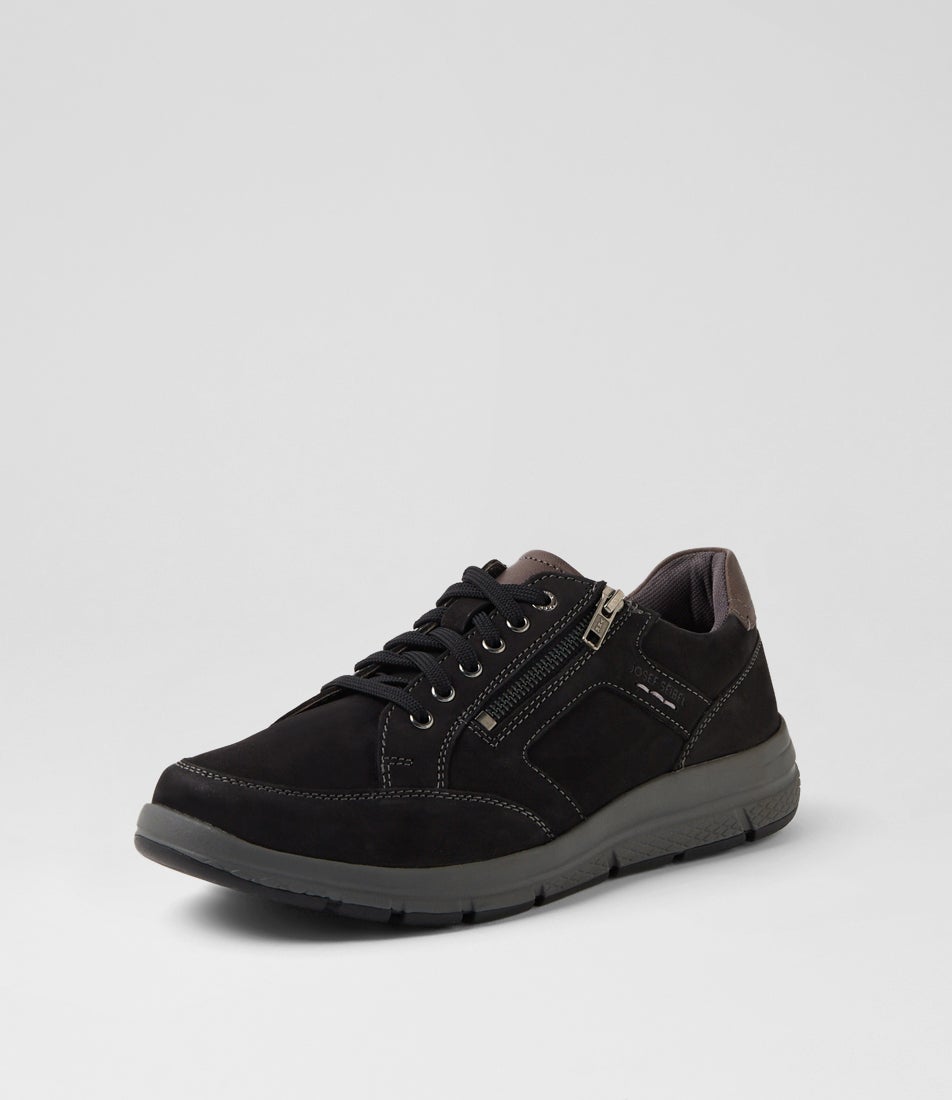 Giuseppe 08 Schwarz Kombi Nubuck Lace Up Flats