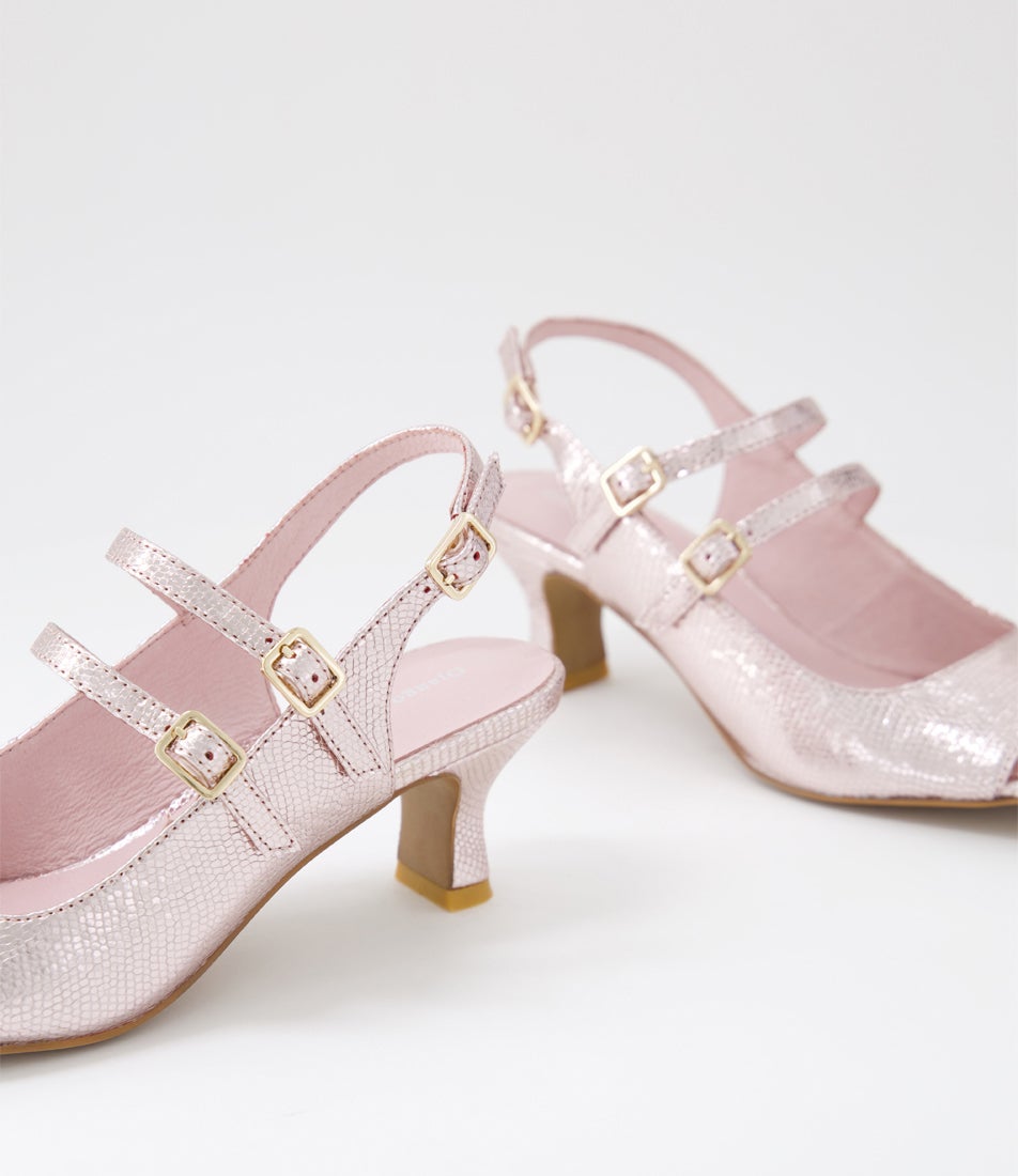 Umill Rose Gold Pebble Leather Sandals