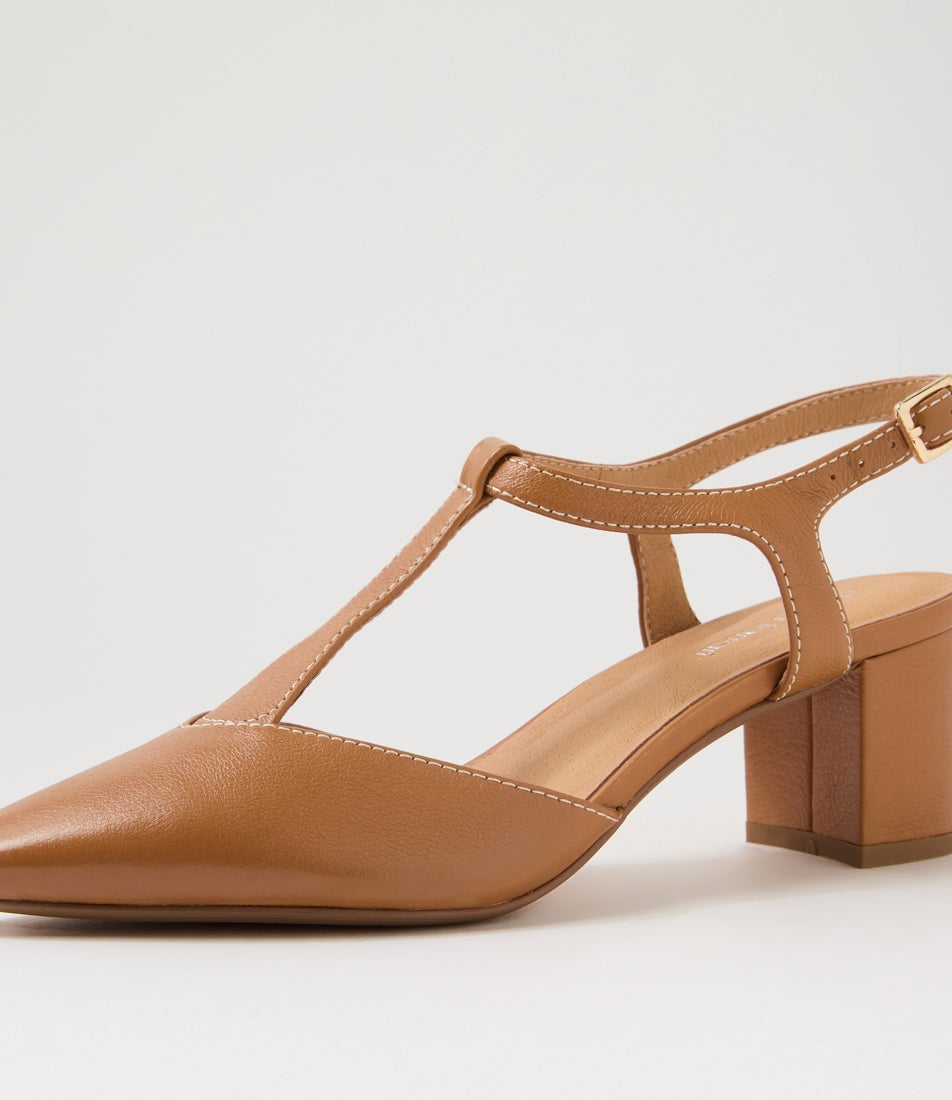 Leonee Tan Leather Heels