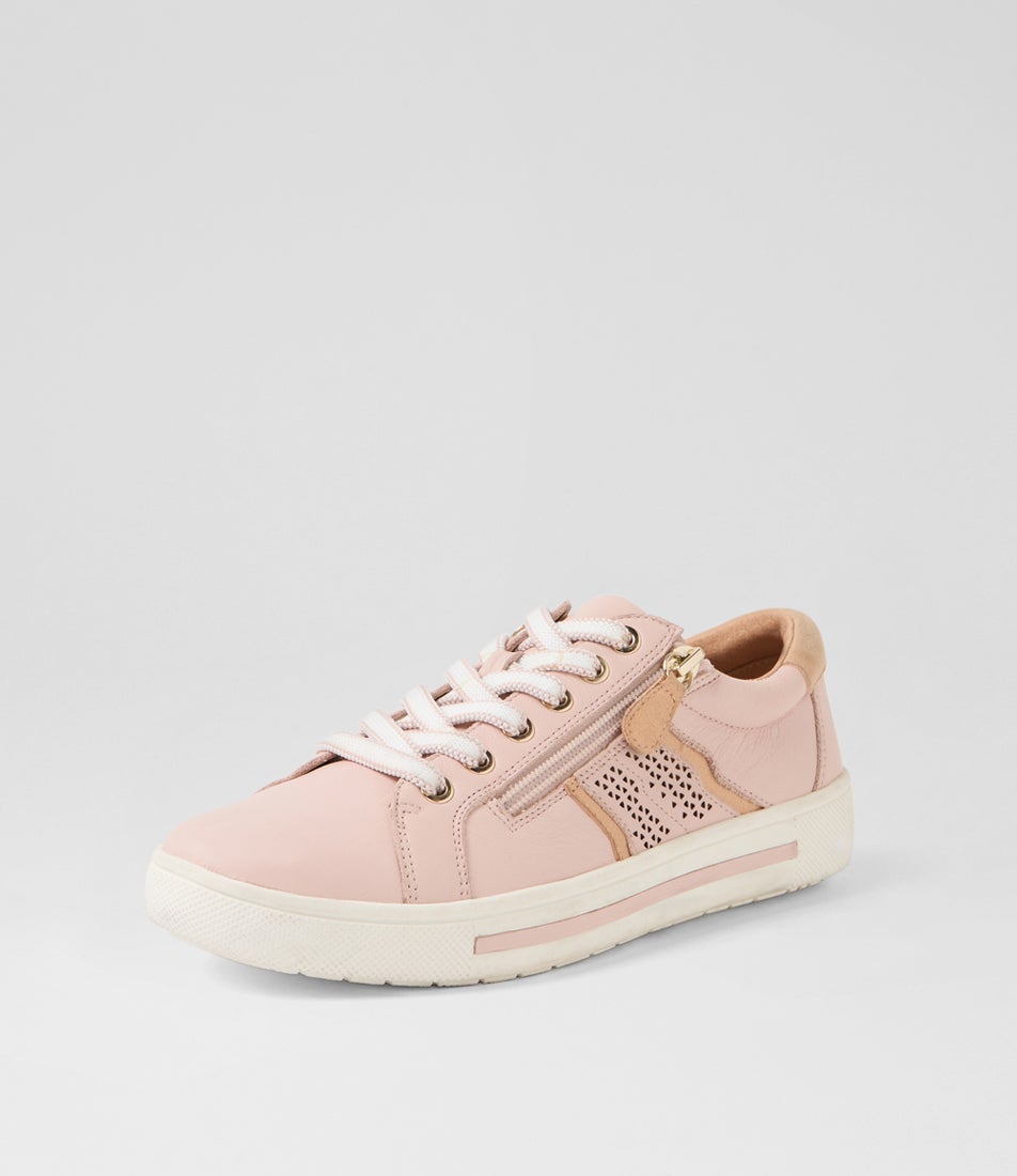 Emillio Dusty Pink Rose Gold Leather Suede Sneakers