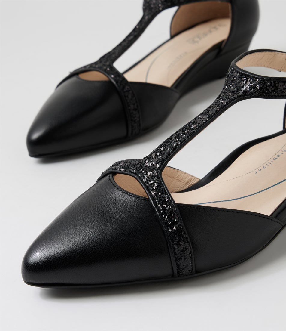 Ember Black Leather Heels