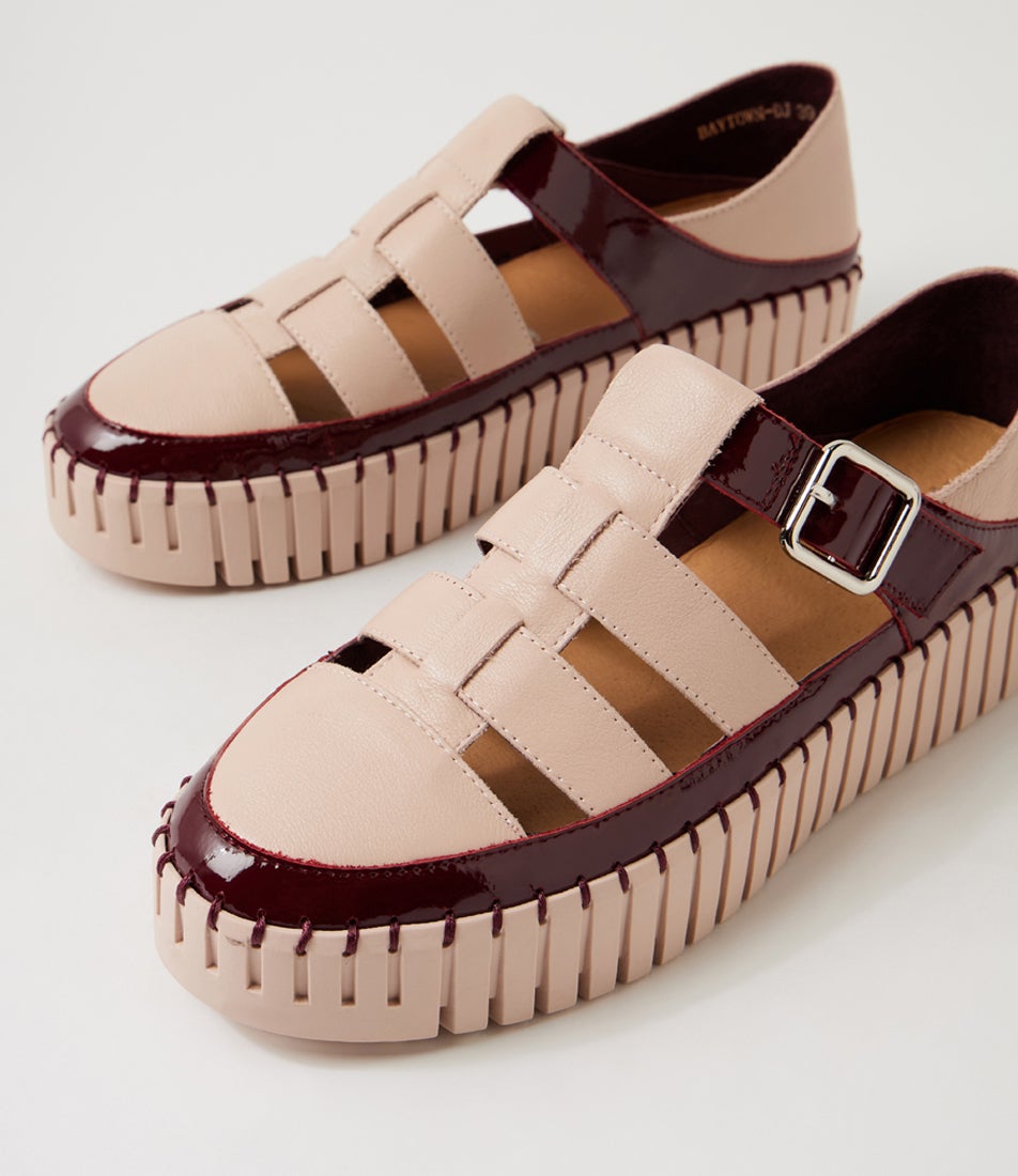 Baytown Burgundy Nude Patent Leather Flat Shoes Baytown Burgundy Nude Patent Leather Flat Shoes