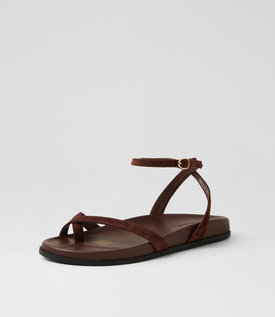 Hello Dark Brown Suede Sandals