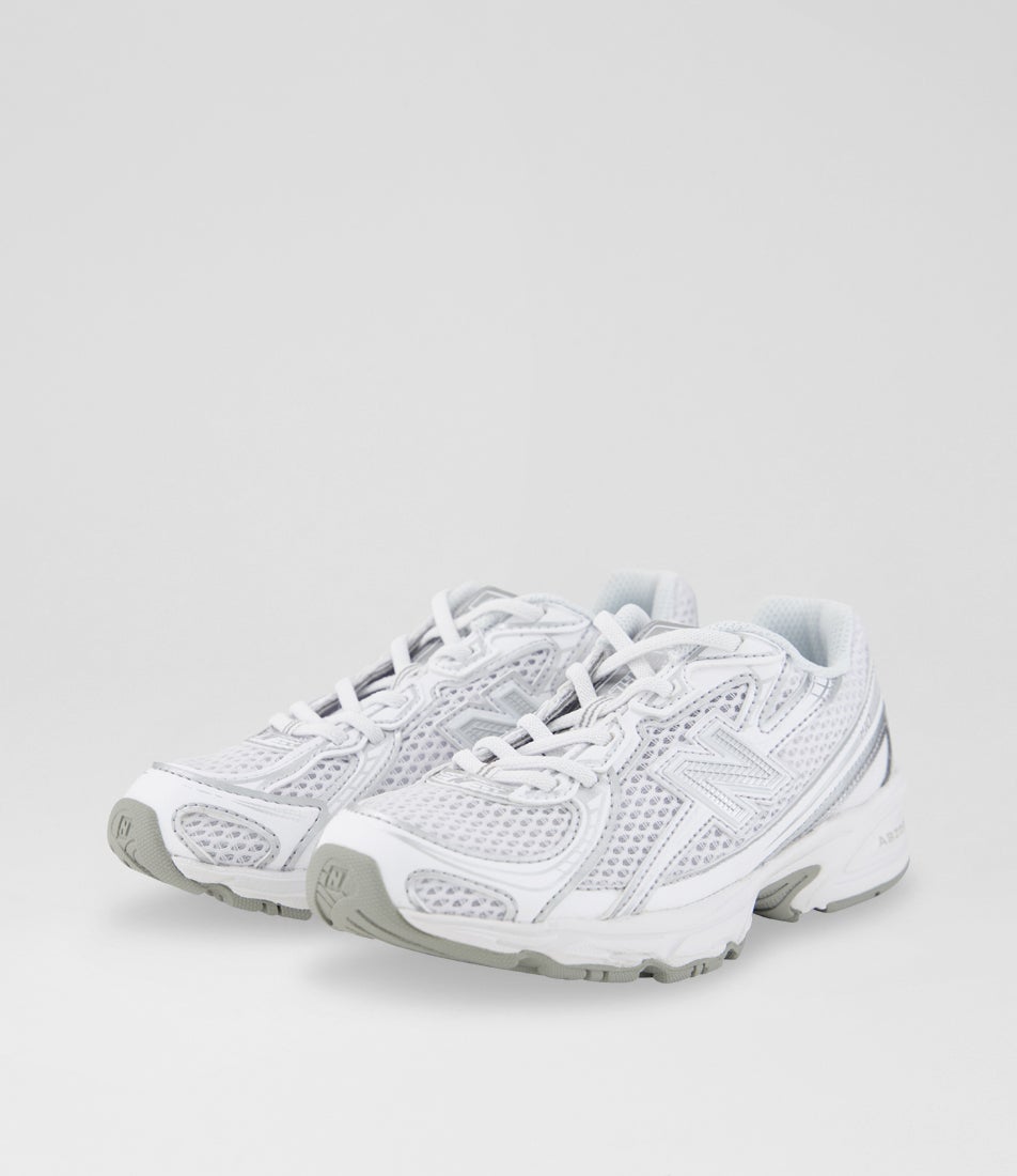 740 Junior White Silver Mesh Sneakers