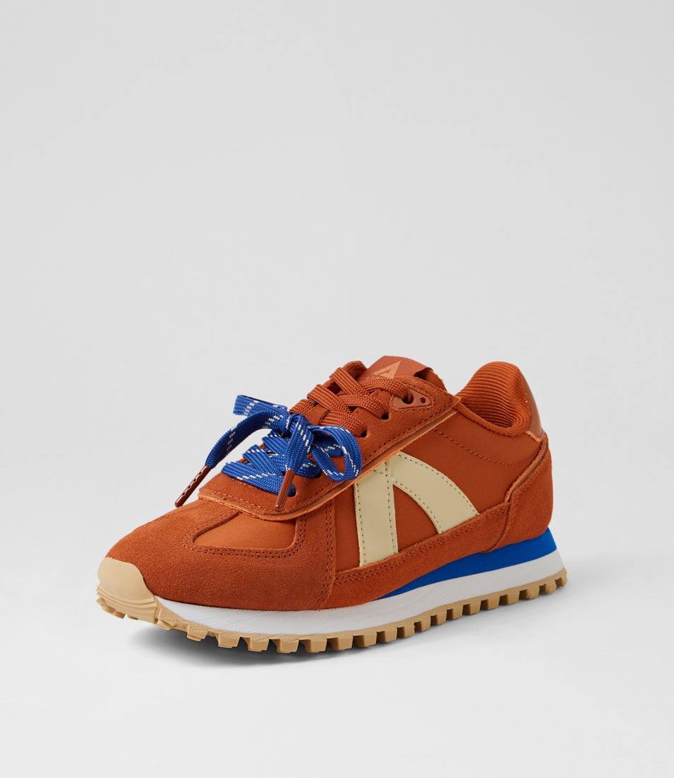 Gate Ochre Orange Blue Suede Nylon Sneakers