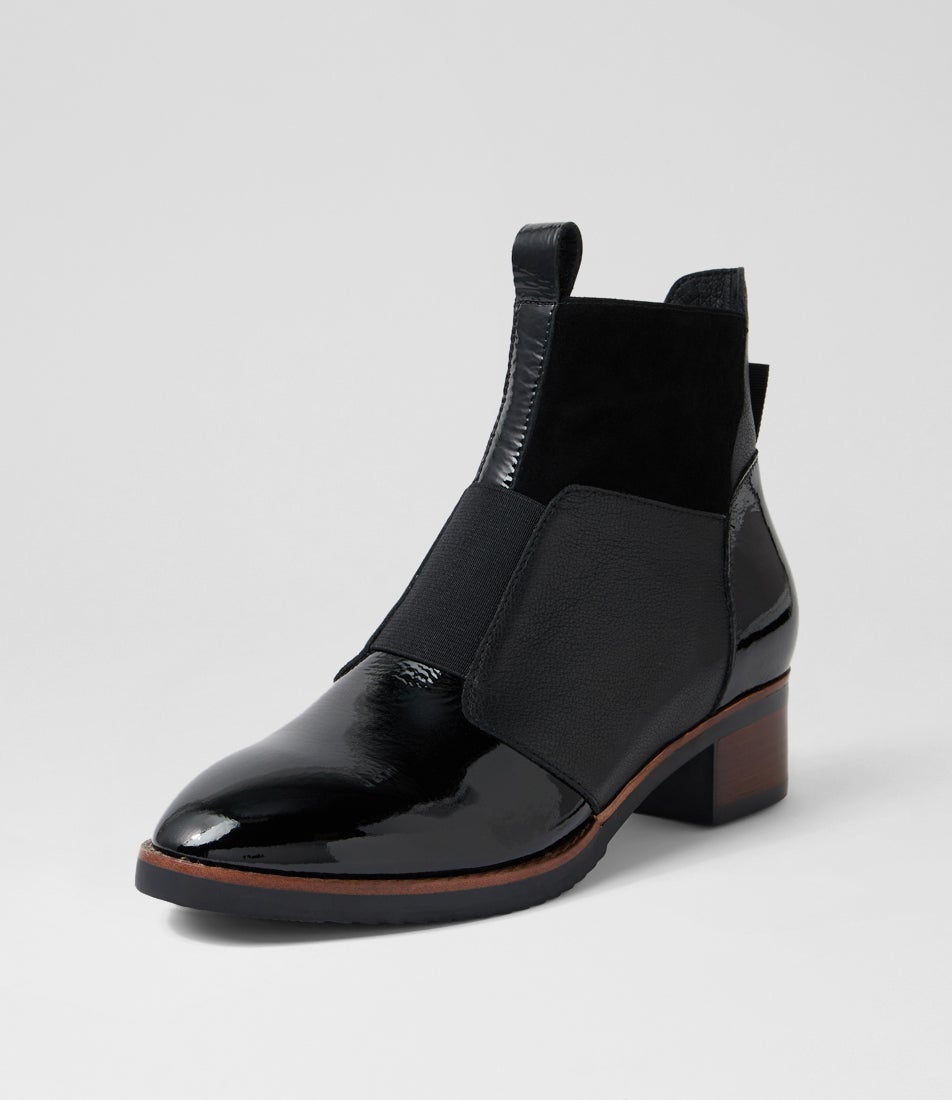 Traigs Black Mix Ankle Boots