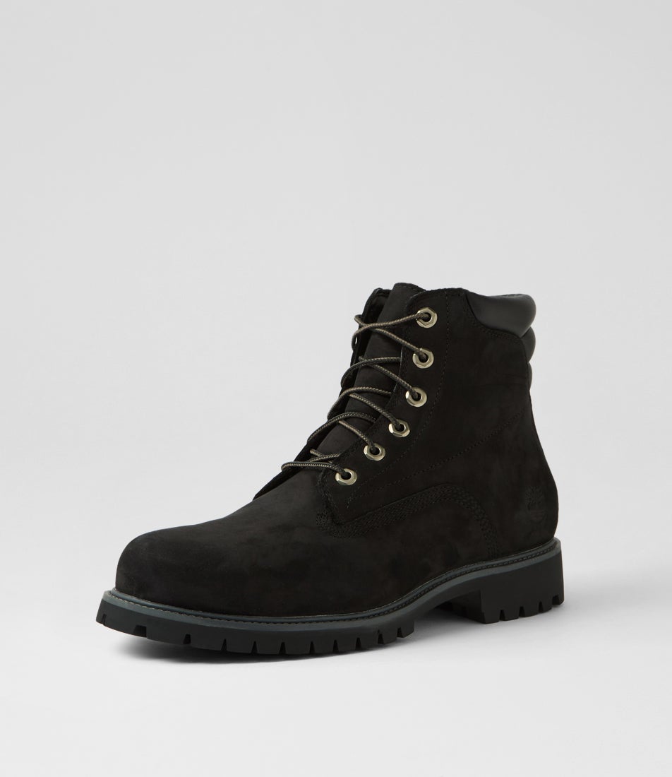 Alburn 6 Inch Lace Up Black Leather Boots