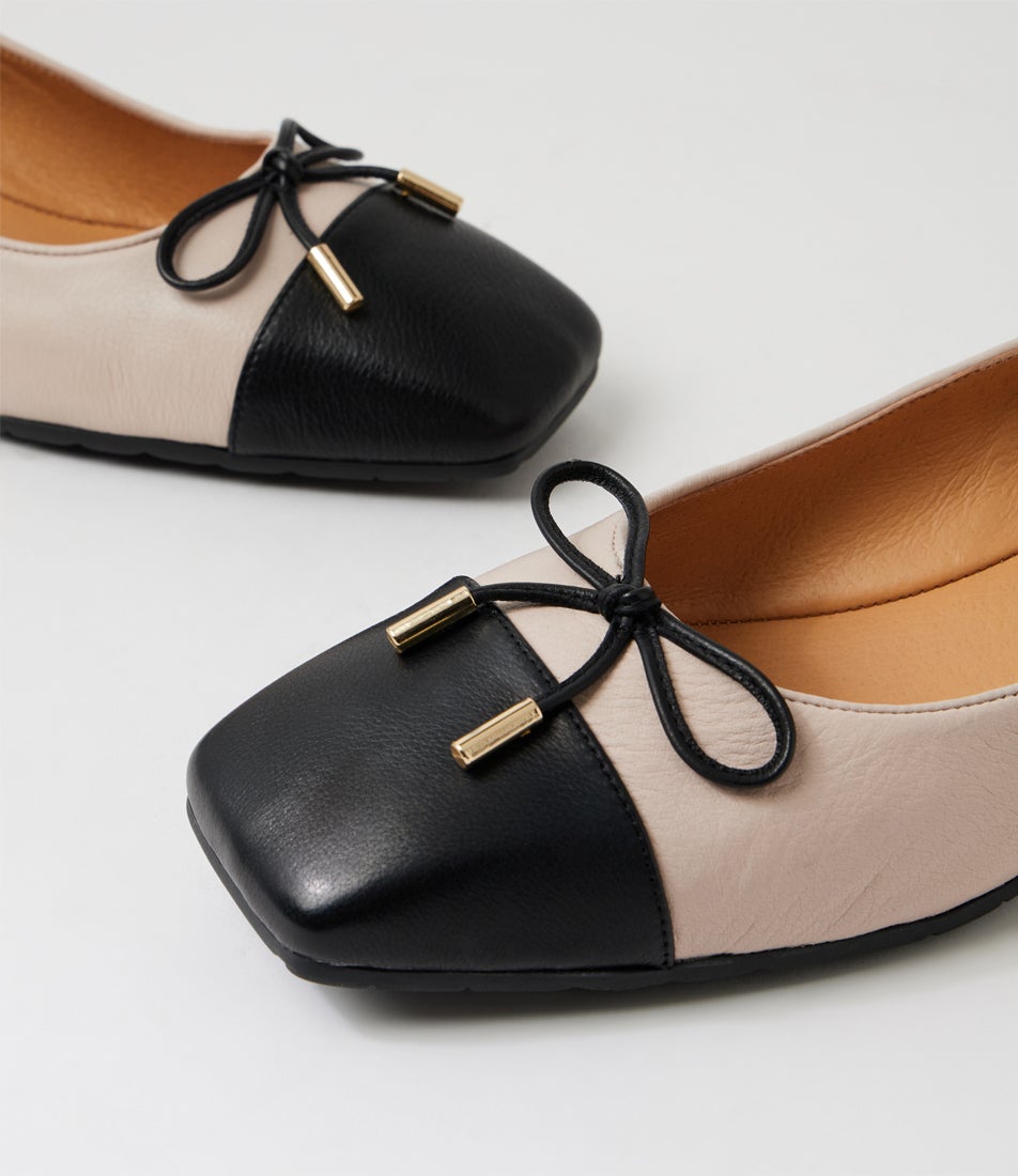 Sayaki Black Nougat Leather Ballet Flats