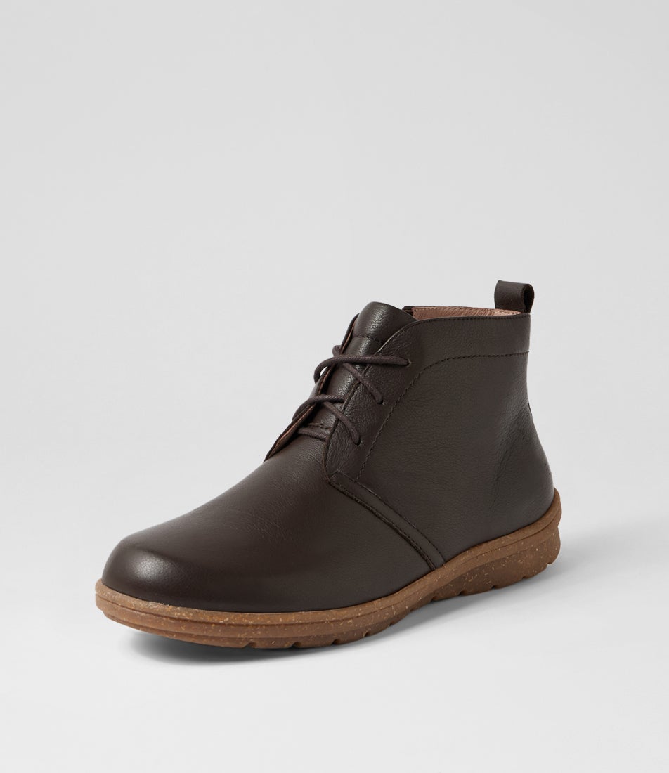 Maylas Choc Leather Ankle Boots