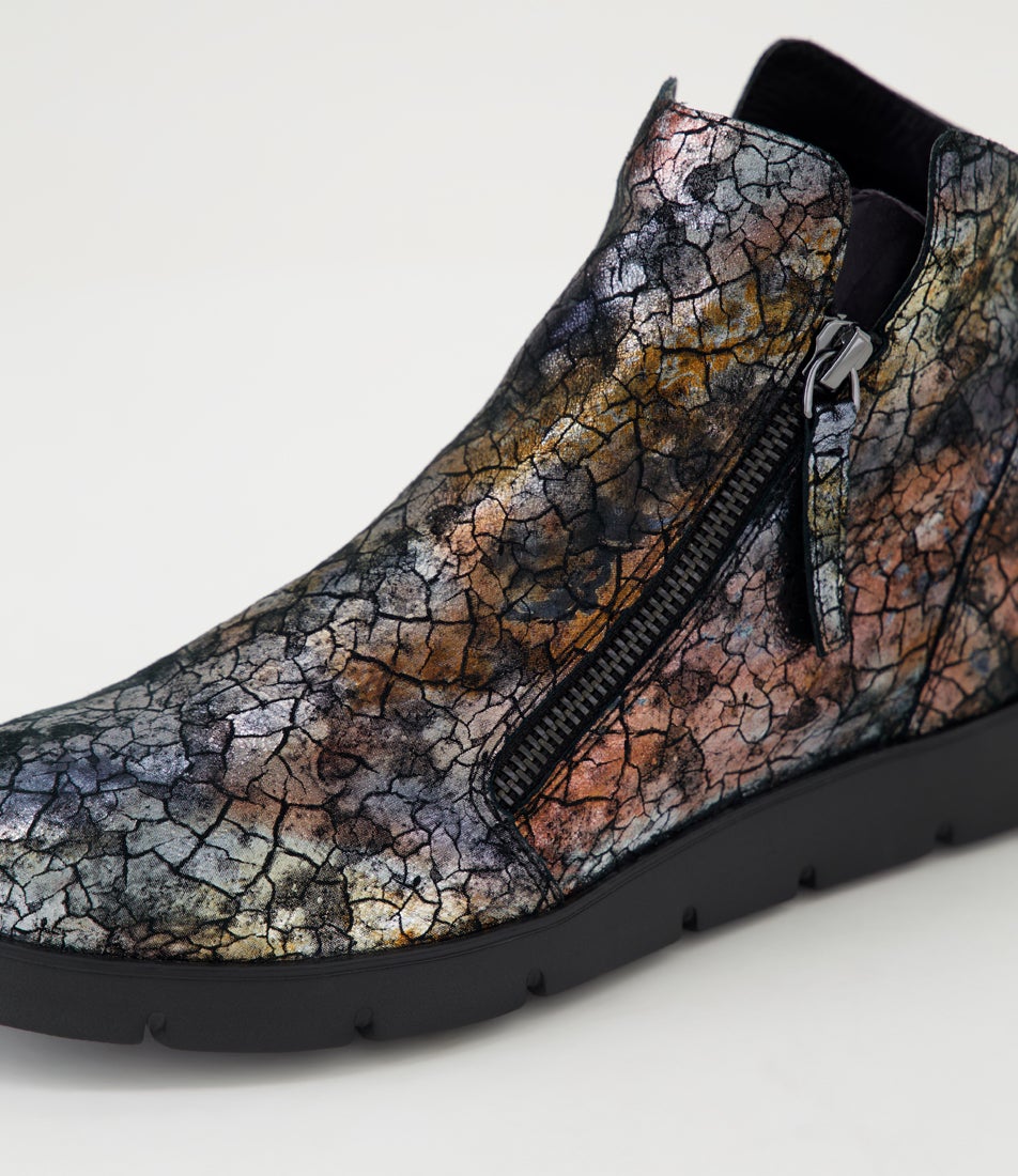 Mohme W Copper Desert Print Leather Ankle Boots