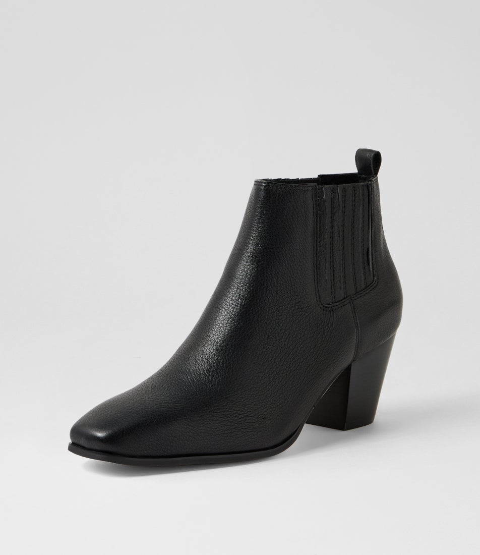 Rococo Black Leather Ankle Boots