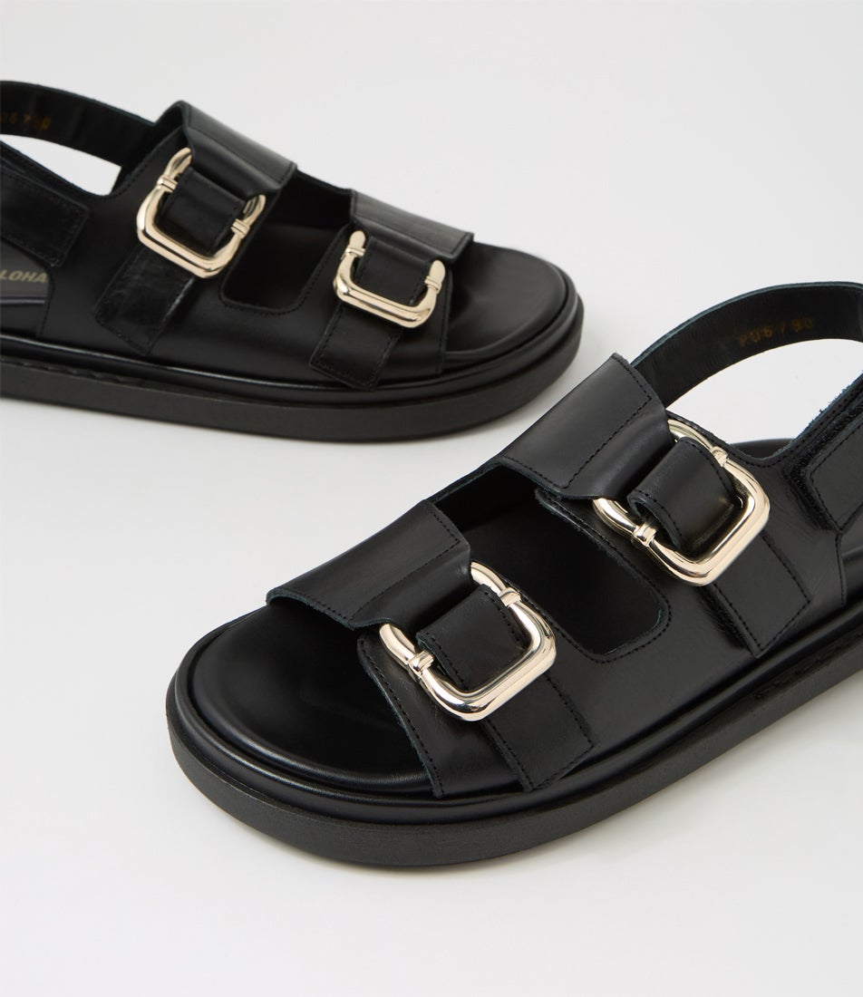 Harper Black Leather Sandals