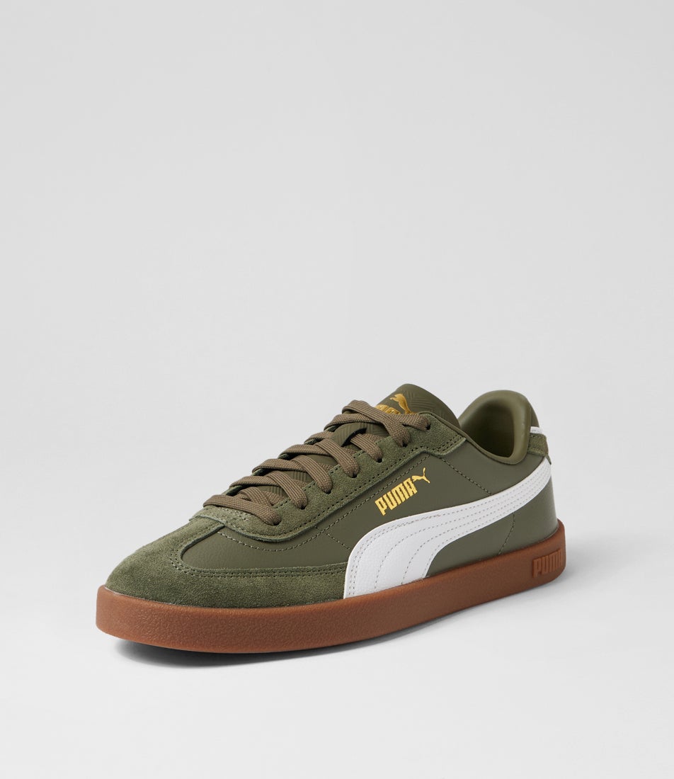 Puma Club 2 Era W Loden Green White Leather Sneakers