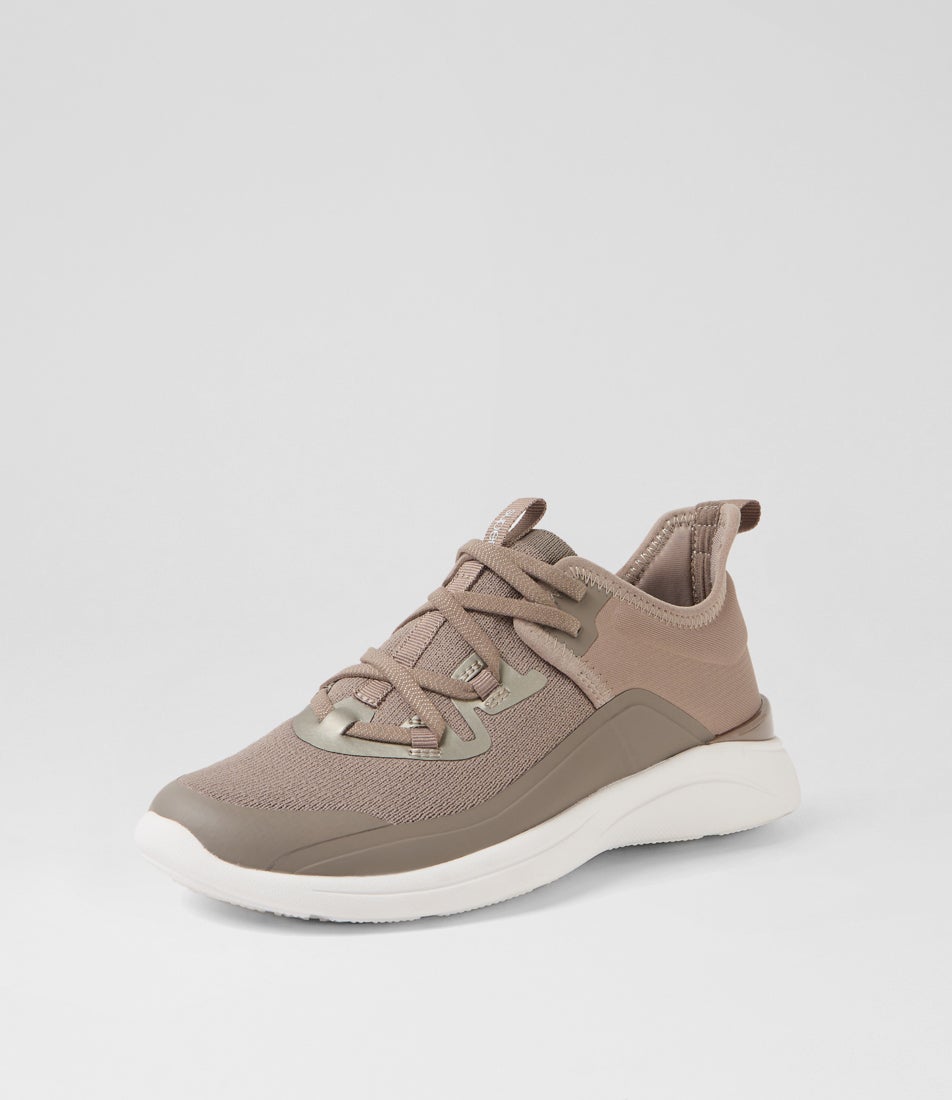 Yellina Taupe Platinum Knit Sneakers