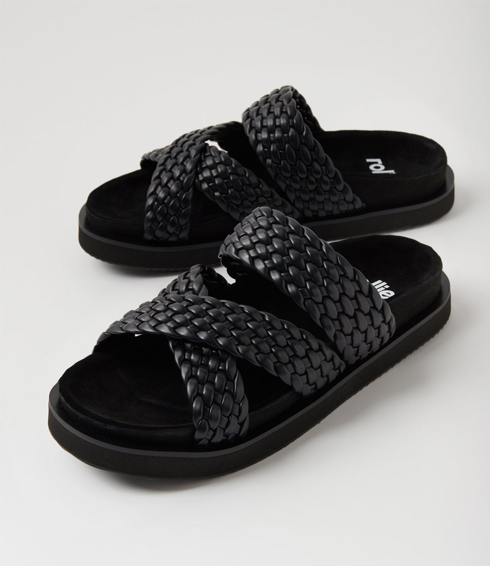 Rhodes Cross Slide Black Weave Slides