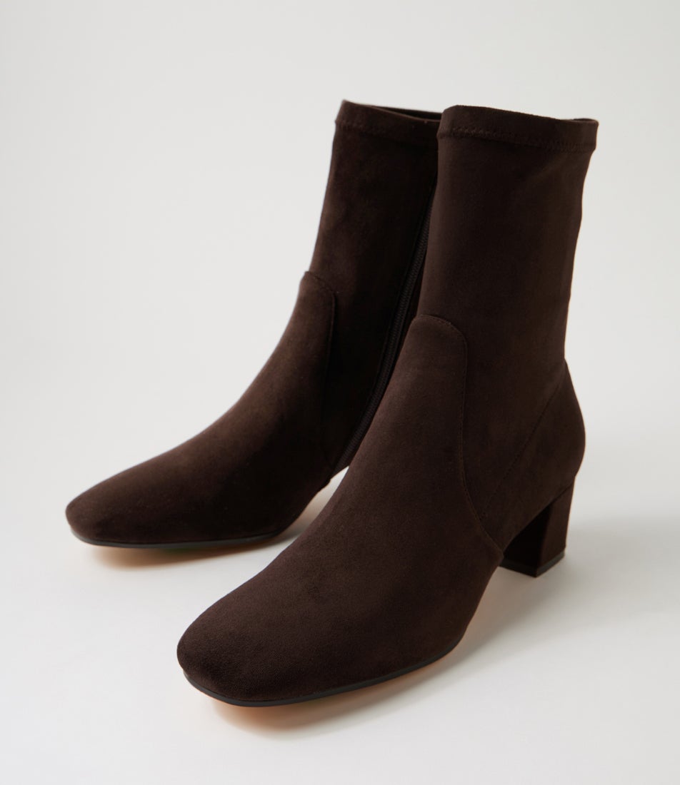 Hartful Choc Stretch Microsuede Ankle Boots