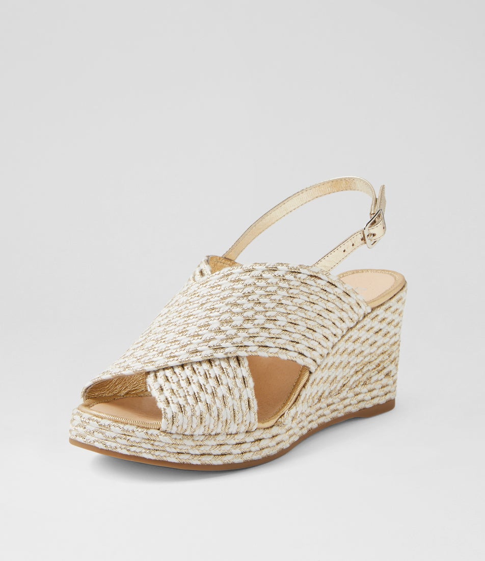 Paisleya White Gold Leather Sandals