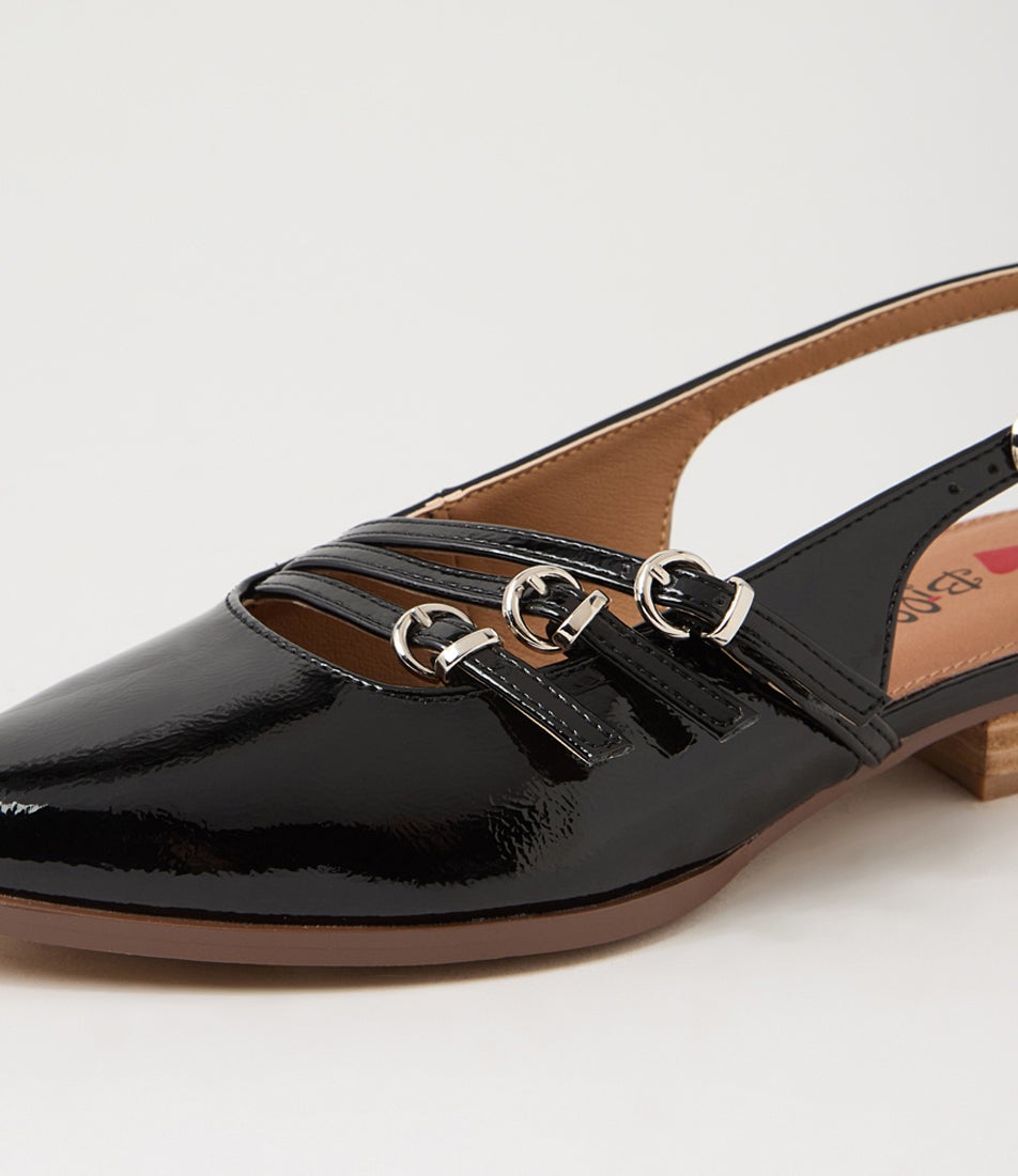 Belly Black Crinkle Patent Pu Flat Shoes