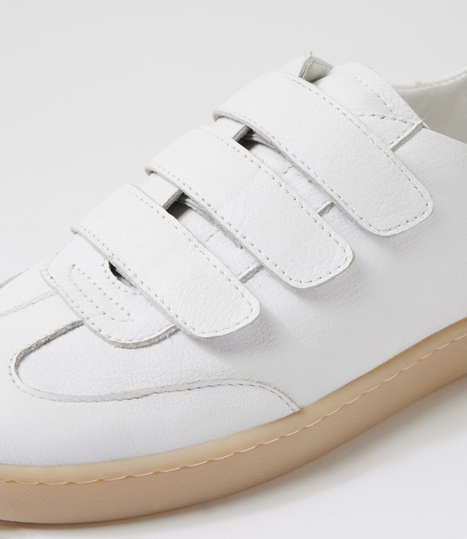 Hayea White Beige Leather Sneakers