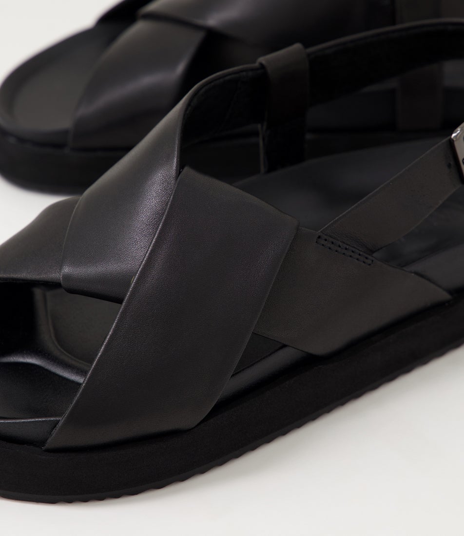 Mya Black Leather Sandals