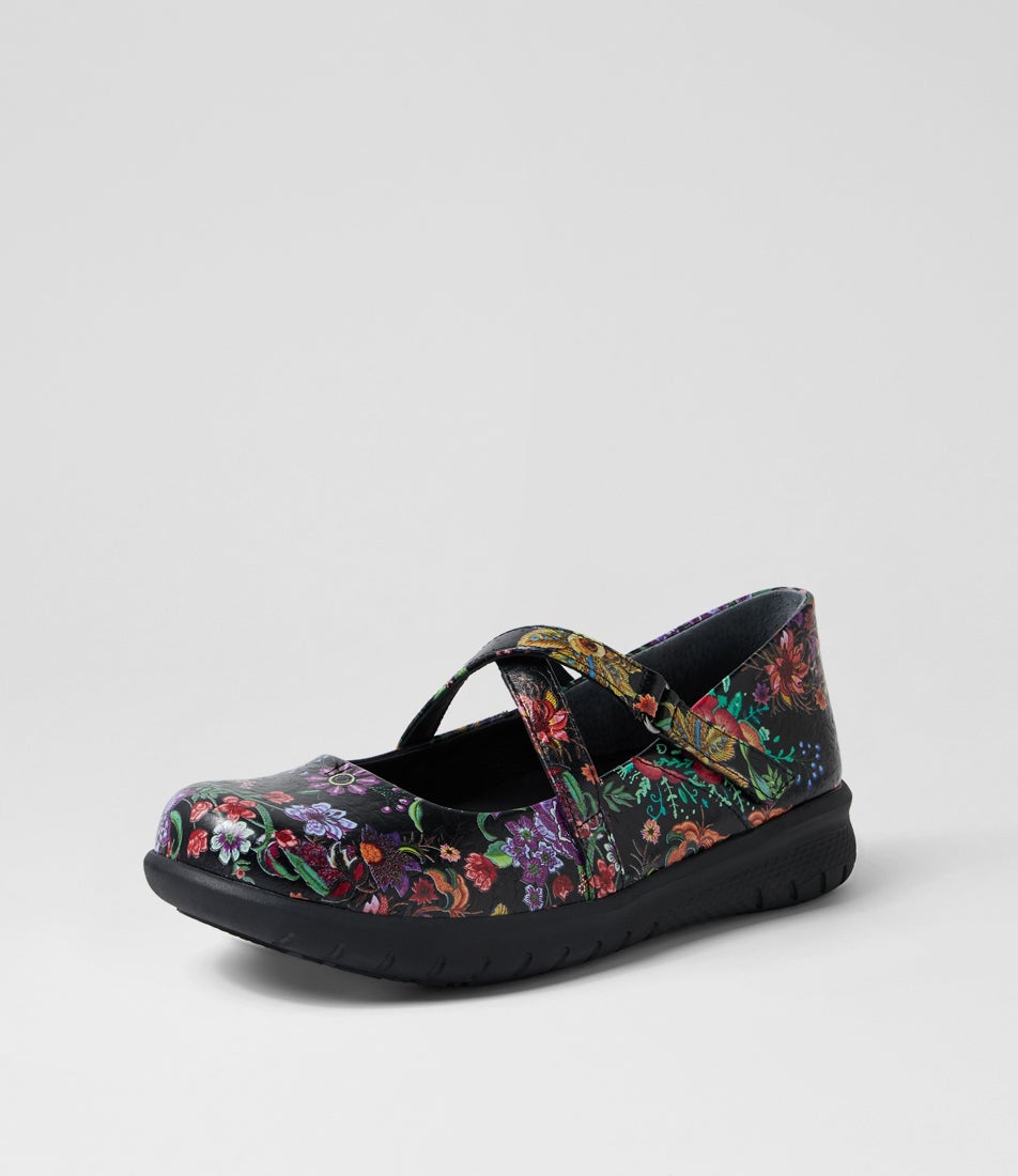 Soffees Xf Black Floral Leather Mary Janes