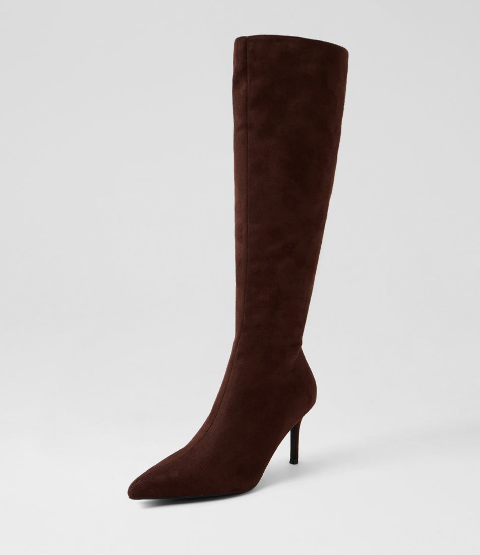 Bessie Chocolate Brown Microsuede Knee High Boots
